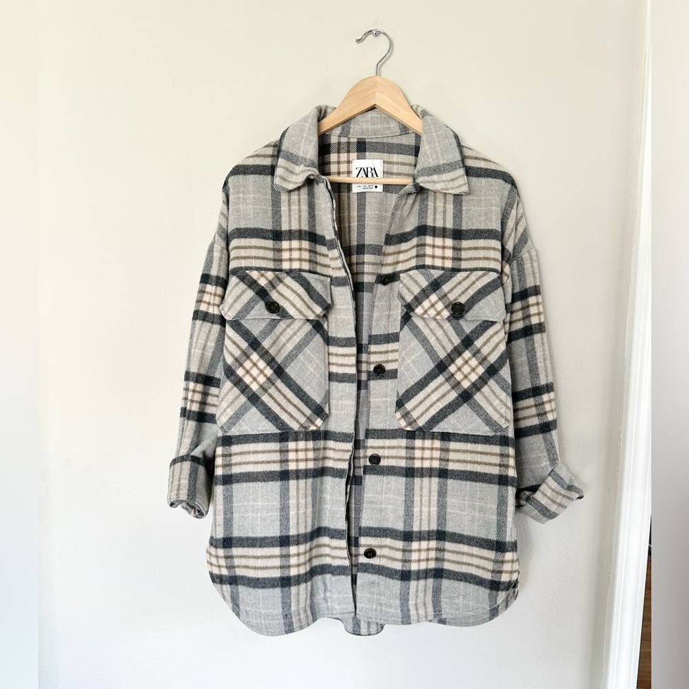 SOLD✔️2/18: NWOT Zara Plaid Overshirt, Size Large - Picture 7 of 15